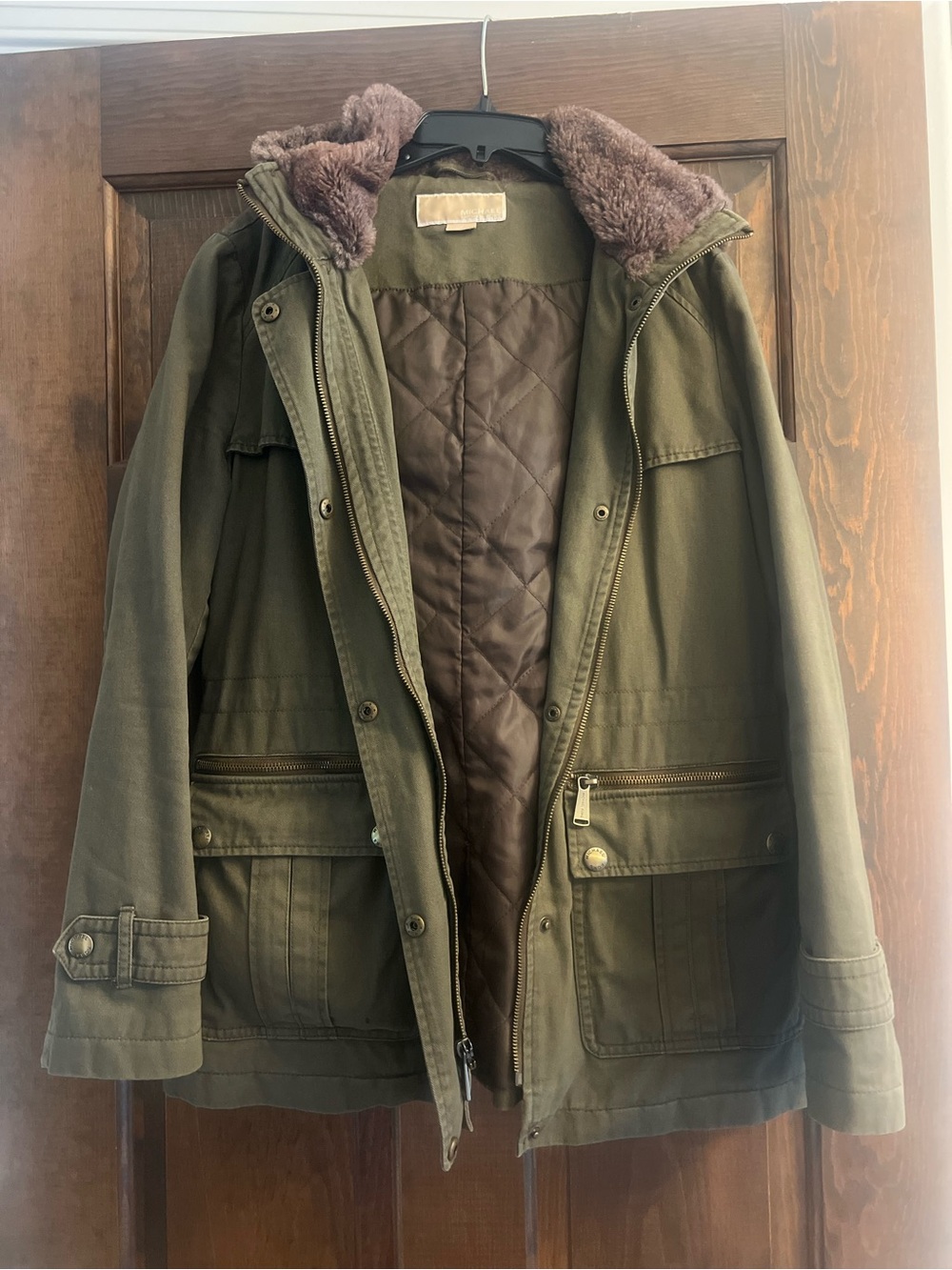 Women’s Michael Kors Olive Green Quilted-Lined Utility Jacket Size S